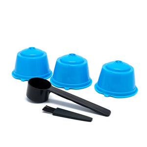3Pcs Fit for Dolce Gusto Coffee Filter Cup Reusable Coffee Capsule Filters with Spoon Brush