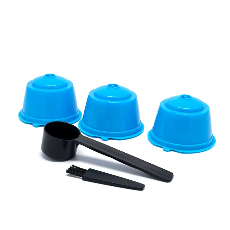 3Pcs Fit for Dolce Gusto Coffee Filter Cup Reusable Coffee Capsule Filters with Spoon Brush