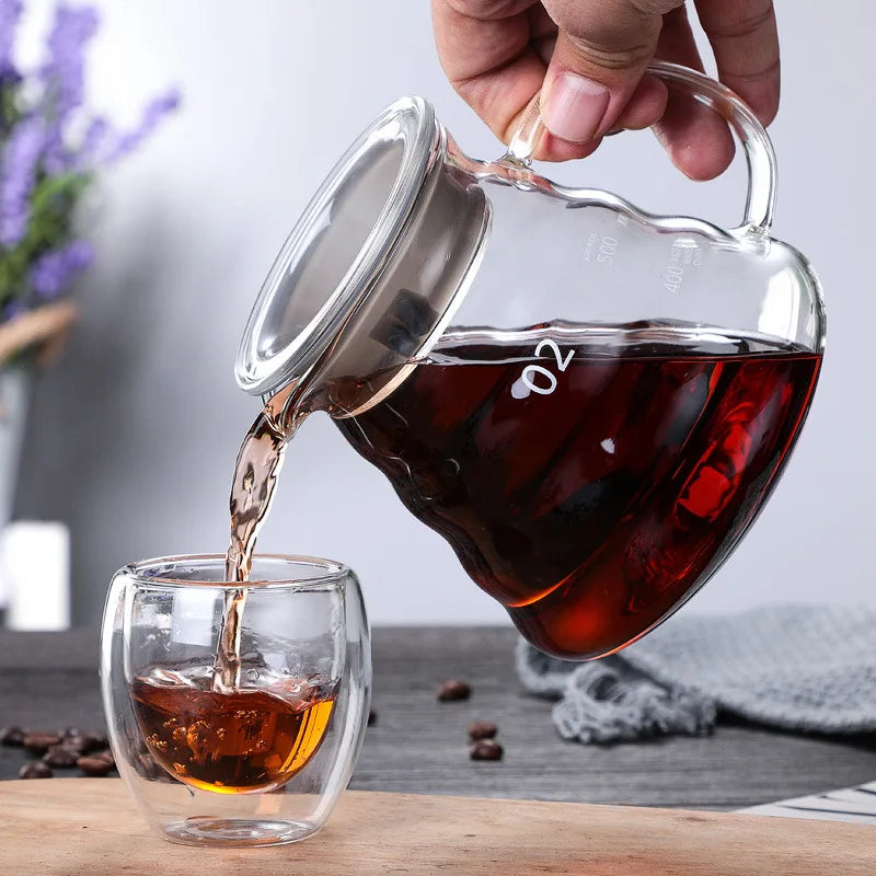 360/600/800Ml Heat Resistant Coffee Pot Clear Glass Kettle Sharing Pot with Lids, Pour over Coffee Espresso Maker Accessories