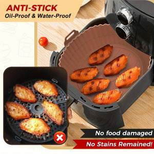 6PC Air Fryer Mats - 450°F Silicone Non-Stick Dual Texture Dishwasher Safe Crispy/Steam Cooking
