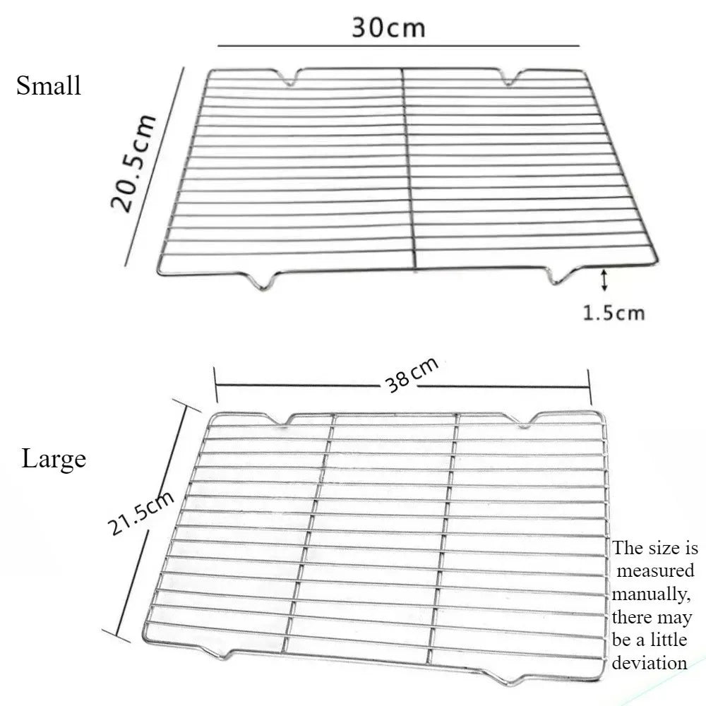 304 Stainless Steel Baking Tray Set with Grill Metal Rectangular Cooling Rack Grilling Tools BBQ for Kitchen Outdoor Camping