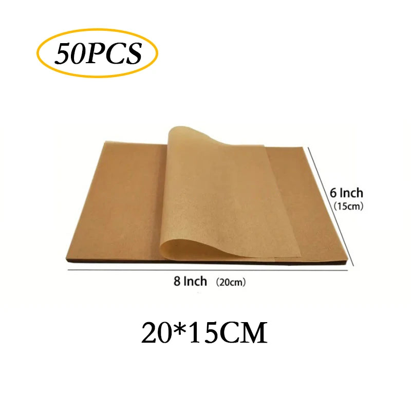 200/100/50PC Baking Paper Non-Stick Parchment Baking Sheet for Oven Air Fryer Grilling Mat Paper Food Wrapping Paper Baking Tool