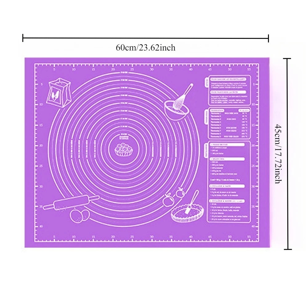 Food Gradeplasticrolling Mat with Measuring Tool Non Slip Kneading Mat, Easy to Clean Non Stick Baking Mat Reusablebakingutensil