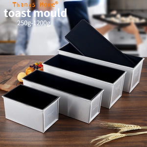 250G/450G/600G/750G/900G/1000G Aluminum Alloy Black Non-Stick Coating Toast Boxes Bread Loaf Pan Cake Mold Baking Tool with Lid