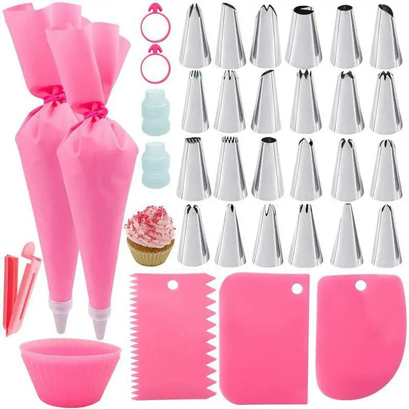 Stainless Steel Cake Decorating Nozzle Piping Bag Set Kitchen Confectionery Equipment Pastry Accessories Bakery Tool Kit