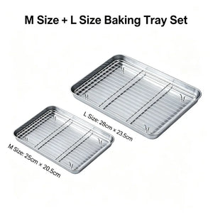 Stainless Steel Baking Pan Tray with Wire Rack Cake Baking BBQ Pan Tray Plate Oven Brownie Rack Cooking Roasting Grilling Tool
