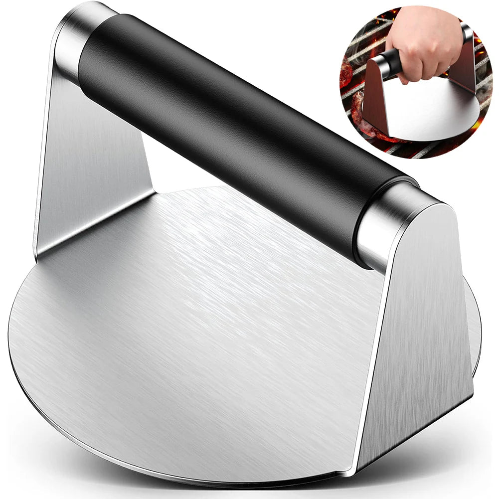 Burger Press, Hamburger Smasher Tool for Griddle, Stainless Steel Ham Patty Press with Anti-Scald Handle, 5.5" Non Stick Grill P