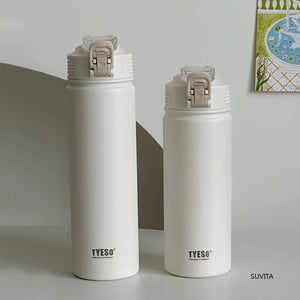 600ML/750ML Thermos Water Bottle with Straw Stainless Steel Car Thermal Sports Cup Keeps Cold and Heat Thermal Travel Mug