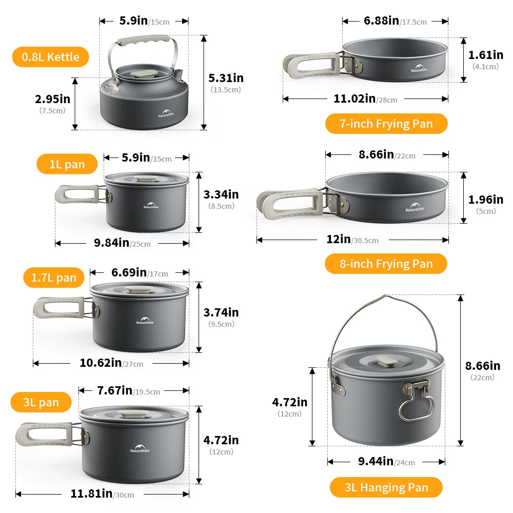 Camping Cookware Kit Outdoor Frying Pan Portable Kettle Foldable Picnic Tableware Kitchen Utensils Cooking Utensils