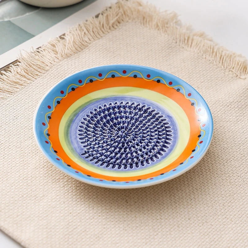 Colorful Simple Ceramic Ginger Grater Tool Hand Grinder Garlic Masher Portable Porcelain Carrot Ginger Grinding Kitchen Tools