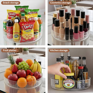 360° Rotating Tray Lazy Susan Fridge Organizer Turntable Storage Tray Clear Food Storage Organizer Spice Rack Kitchen Organizer