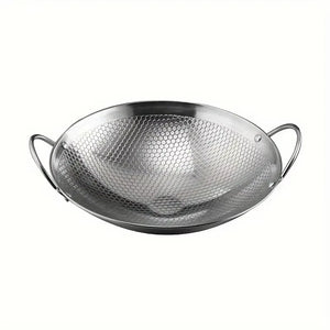 1Pc 29Cm/11.42Inch Stainless Steel Honeycomb Skillet Non-Stick with Handle Scratch-Resistant Cooking Pasta Steak Porridge Ramen