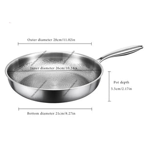 22/24/26/28/30Cm Titanium Stainless Steel Frying Pan Non-Stick Wok Home Egg Steak Skillet Induction Gas Stove Kitchen Cookware