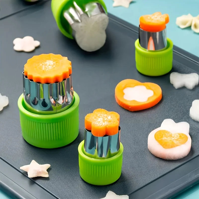 9Pcs/Stainless Steel Cookie and Vegetable Cutting Set - Mini Fruit and Cookie Embossing Molds for Children'S Baking