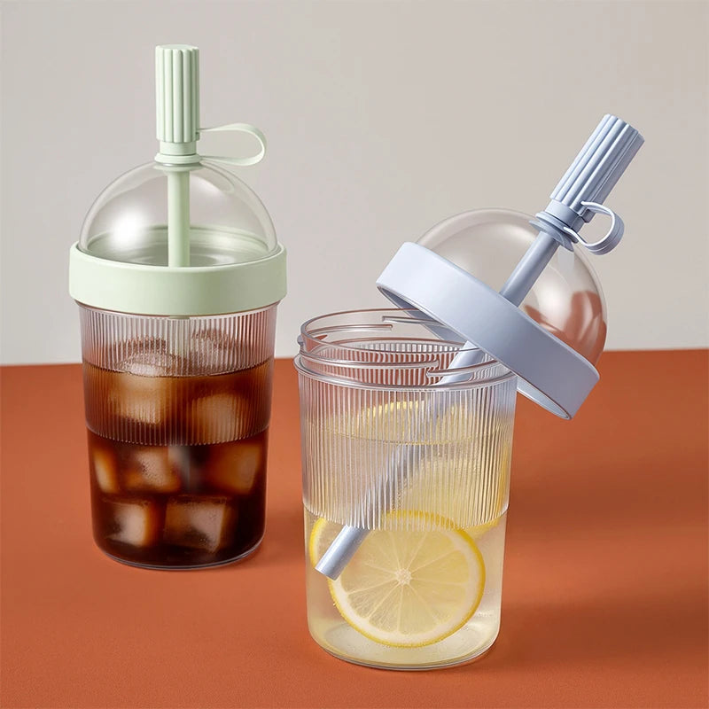 Coffee Cups with Lids Reusable 17Oz Drinkware with Lid and Straw Cold Drink Tumbler for Women Men Travelers Home Office Travel