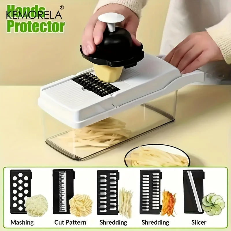 22In1/ 15In1 Multifunctional Vegetable Cutter Handheld Food Grater, Veggie Slicer, Chopper with Container, Onion Mince Cutter