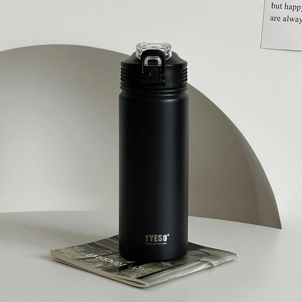 600ML/750ML Thermos Water Bottle with Straw Stainless Steel Car Thermal Sports Cup Keeps Cold and Heat Thermal Travel Mug